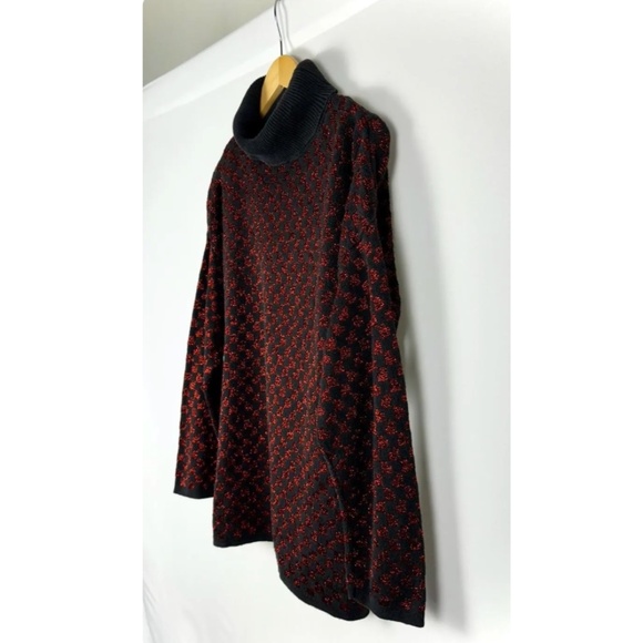 Vintage 1990’s ‘Pierre Cardin’ Knit Turtleneck Pullover Sweater - Red Sparkled - Picture 5 of 7